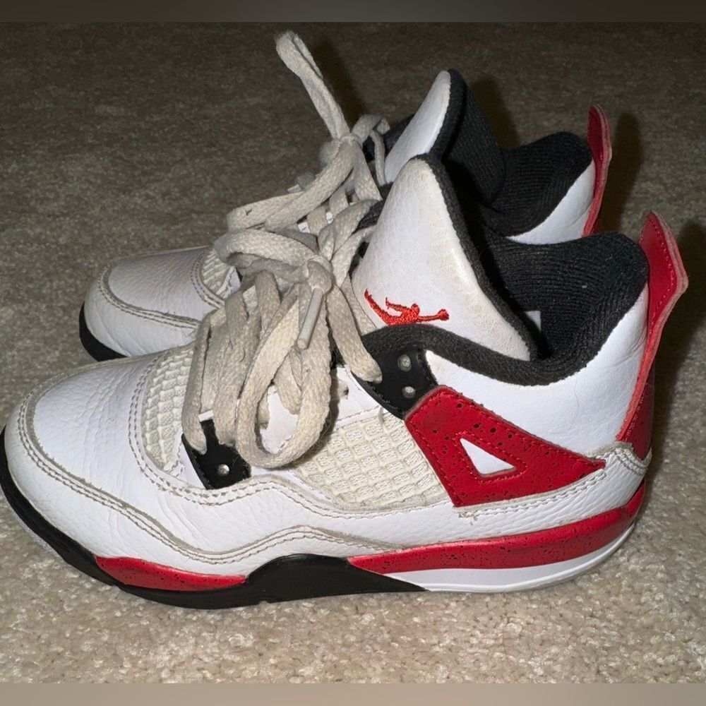 JORDAN 4 RETRO WHITE FIRE RED BLACK SNEAKER 12T
